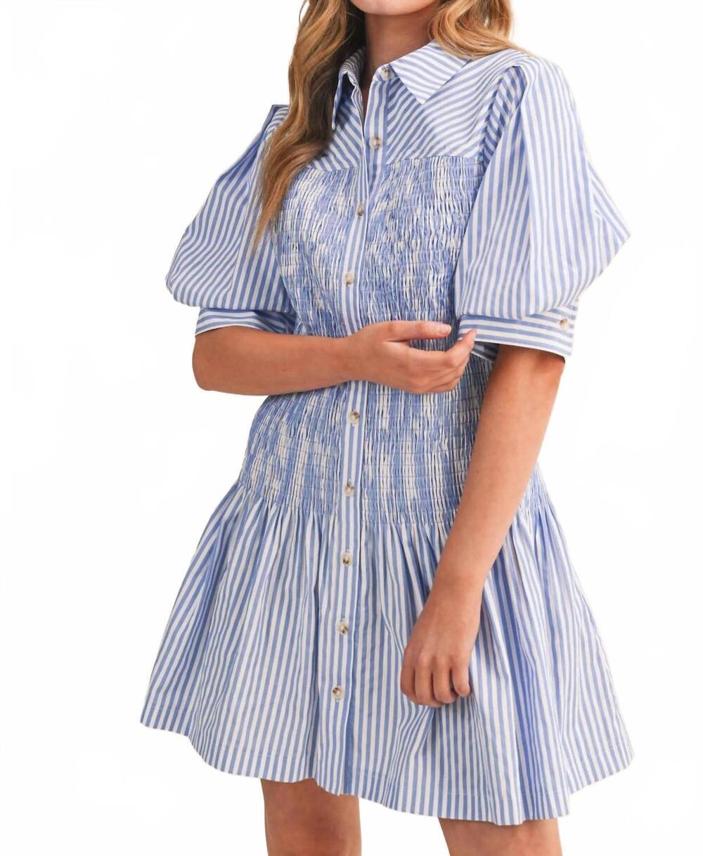 NEW &MERCI women's hampton stripe dress in blue